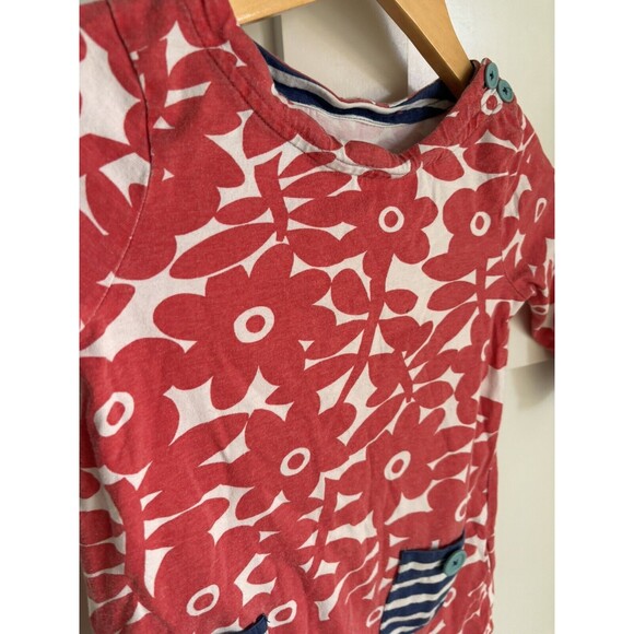 Mini Biden Girls Red Blue Floral Dress Shirt Buttons Size 5-6 - Picture 5 of 7